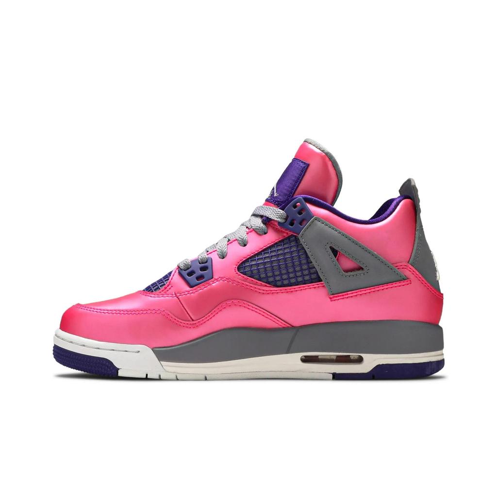 Air Jordan 4 Retro Grade School 'Pink Foil' (Unisex) Pink Foil / White / Cement Grey / Electric Purple Kids' Basketball Shoes 487724 607