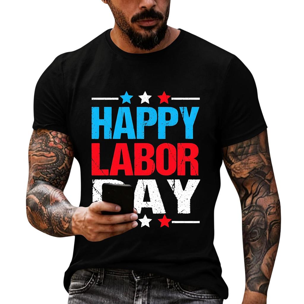 Men's Casual Loose Fit Short Sleeve T-Shirt Crew Neck Printed Graphic Tee Summer Top for Everyday Wear