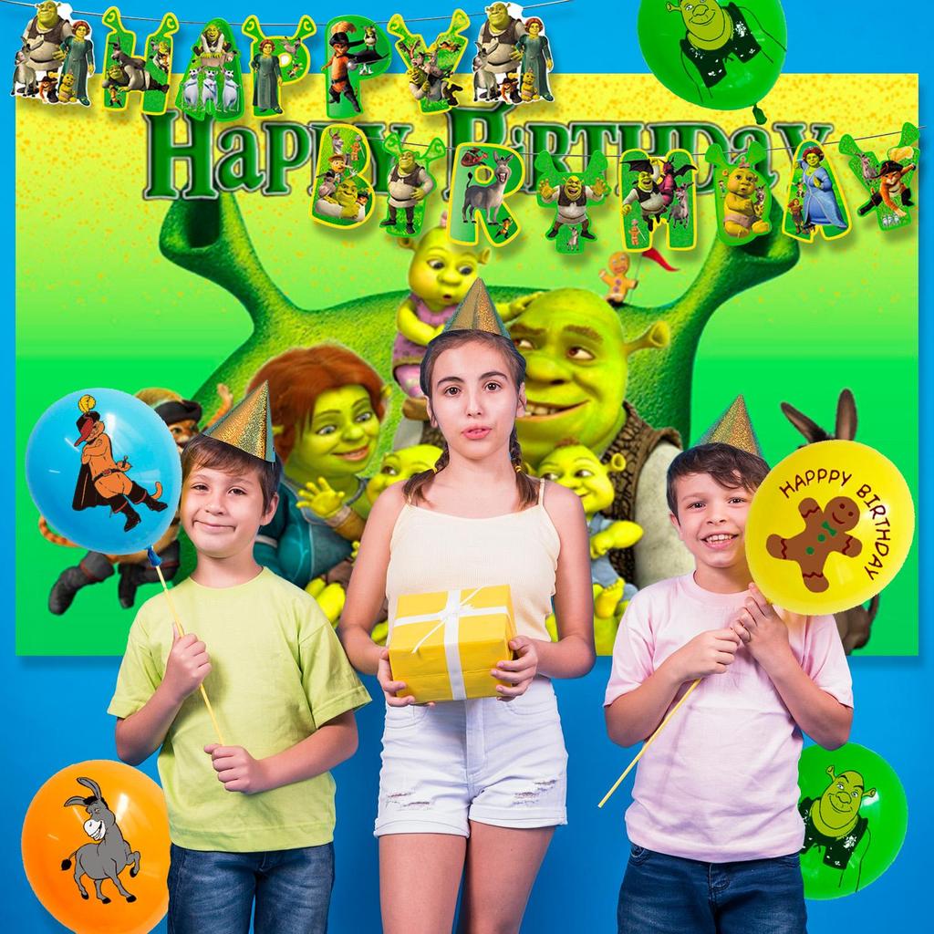 112 Pezzi Articoli per Festa di Compleanno Cartoni Animati, Set Tavola Decorazioni Festa-Palloncini Cartoni Animati Striscione Sfondo Piatti e Altre Decorazioni Festa a Tema Cartoni Animati
