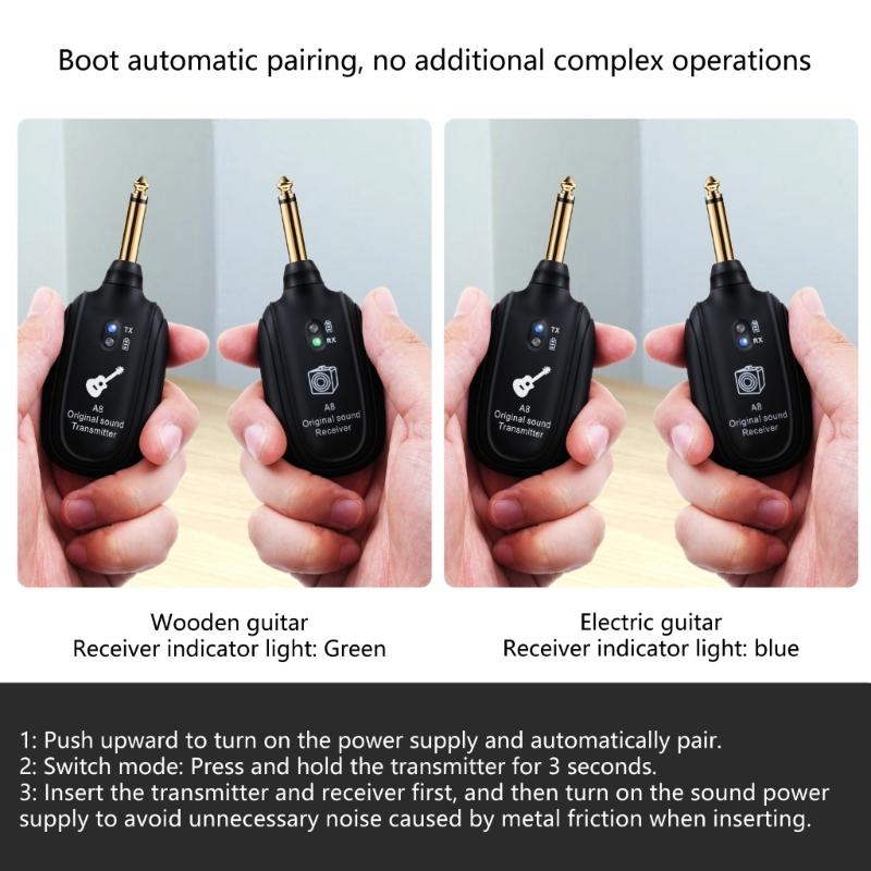 Transmitter and Receiver for Electric Guitar Bass Violin Instruments Wireless Guitar Transmitter Receiver Systems