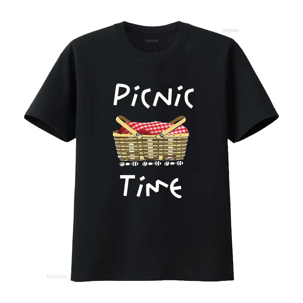 Picnic Time Ants Carry Off the Basket Funny Design T Shirt Vintage Washed Breathable Fashion Unisex Versatile