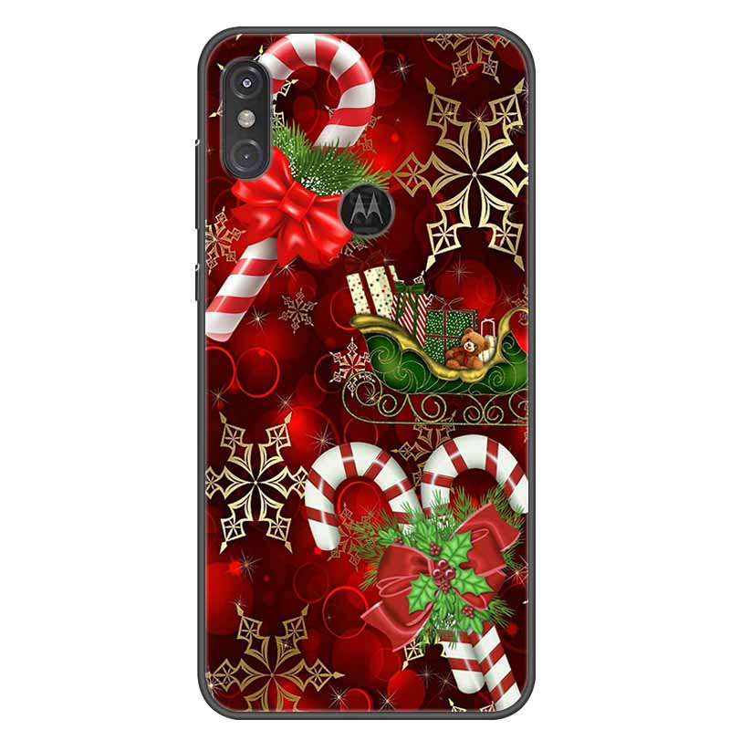 For Moto One Vision Case Luxury Silicone TPU Soft Cover Phone Case For Motorola Moto One Action Macro Shockproof Christmas Coque