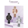 Classic Business Women Quartz Watch Round Roman Dial Rhinestone Ring Decor Mesh Strap Daily Waterproof Wrist Watch