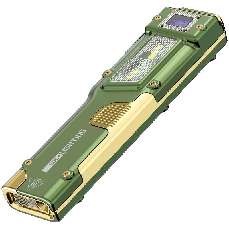 S90-EDC Multi-Function Flashlight Ultra-Slim Mini Portable Digital Display Work Light Triple Light Source Outdoor Camping Light