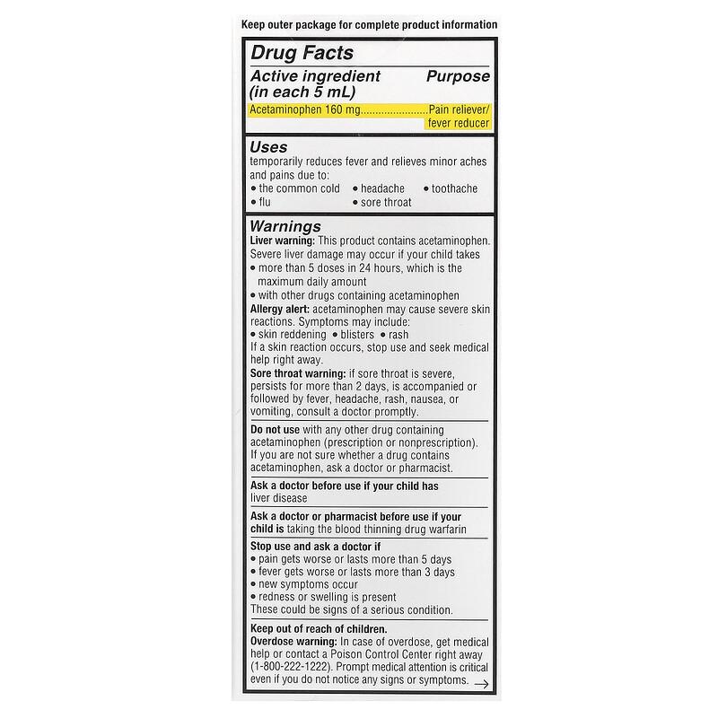 Kids' Pain & Fever, Ages 2-11, Organic Blueberry, 160 mg, 4 fl oz (118 ml)