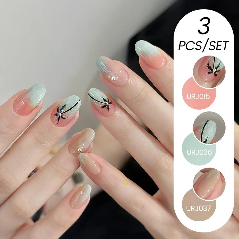 Nail Art Buz Şeffaf 3 Adet Tırnak Cilası Tutkalı Seti, Popüler Nude Beyazlatıcı Toz Şeffaf Tırnak Cilası Tutkalı