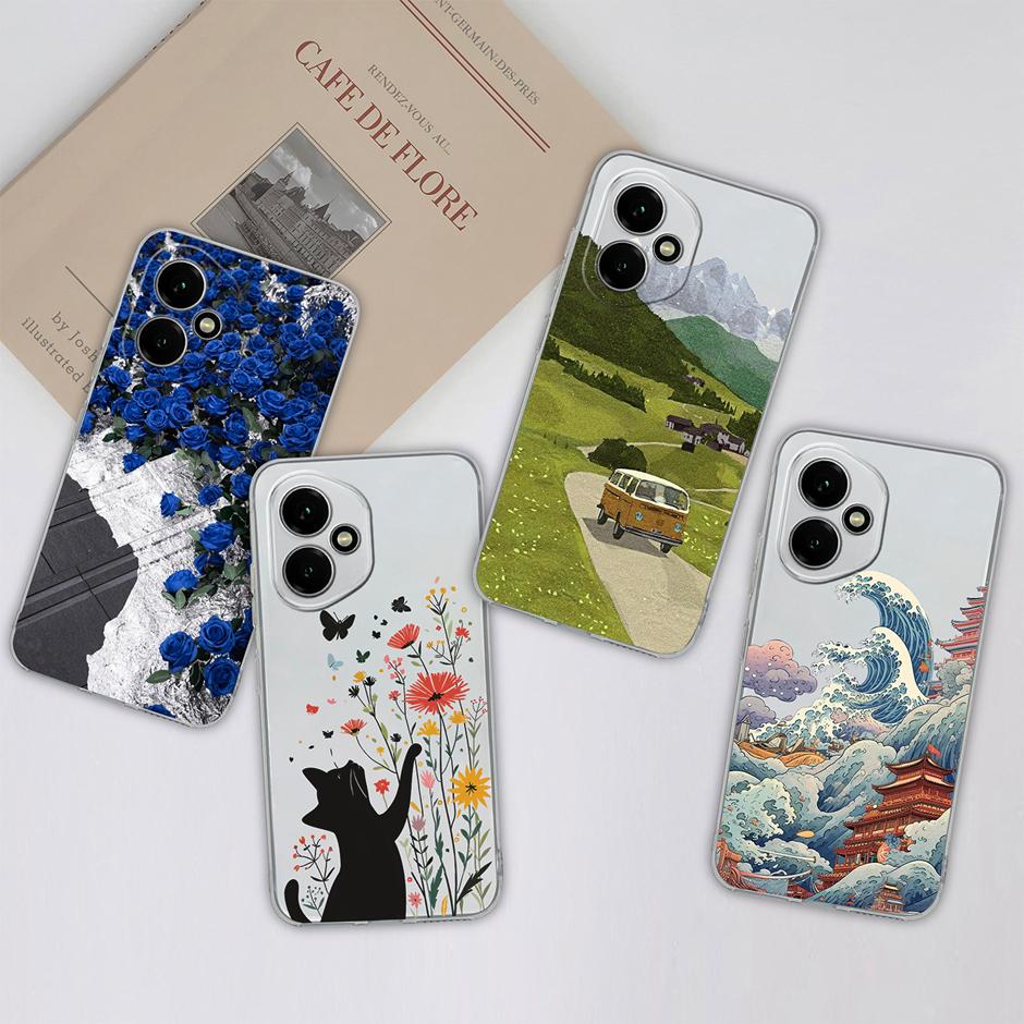 For Honor 400 Pro Lite 5G Case Pretty Flowers Transparent TPU Bumper Protective Cover For Honor400Pro Fundas Honor400Lite Coque