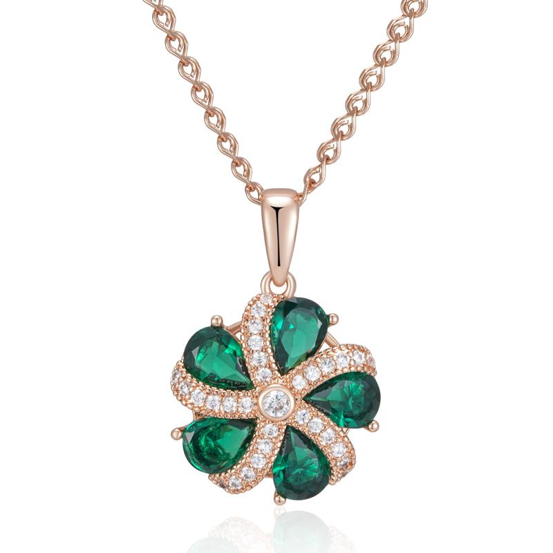 

Блискучий зелений натуральний циркон кулон намисто для жінок тренд колір рожевого золота вишукані ретро весільні прикраси для нареченої