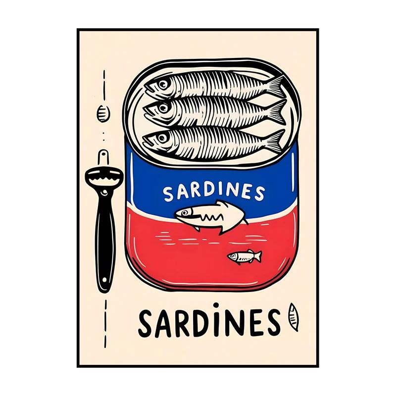 Sardinenbüchse Poster Modern Klassisch Druck Ausstellung Surrealismus Leinwandbild Wandkunst Bild für Zimmer Zuhause Küche Dekorat