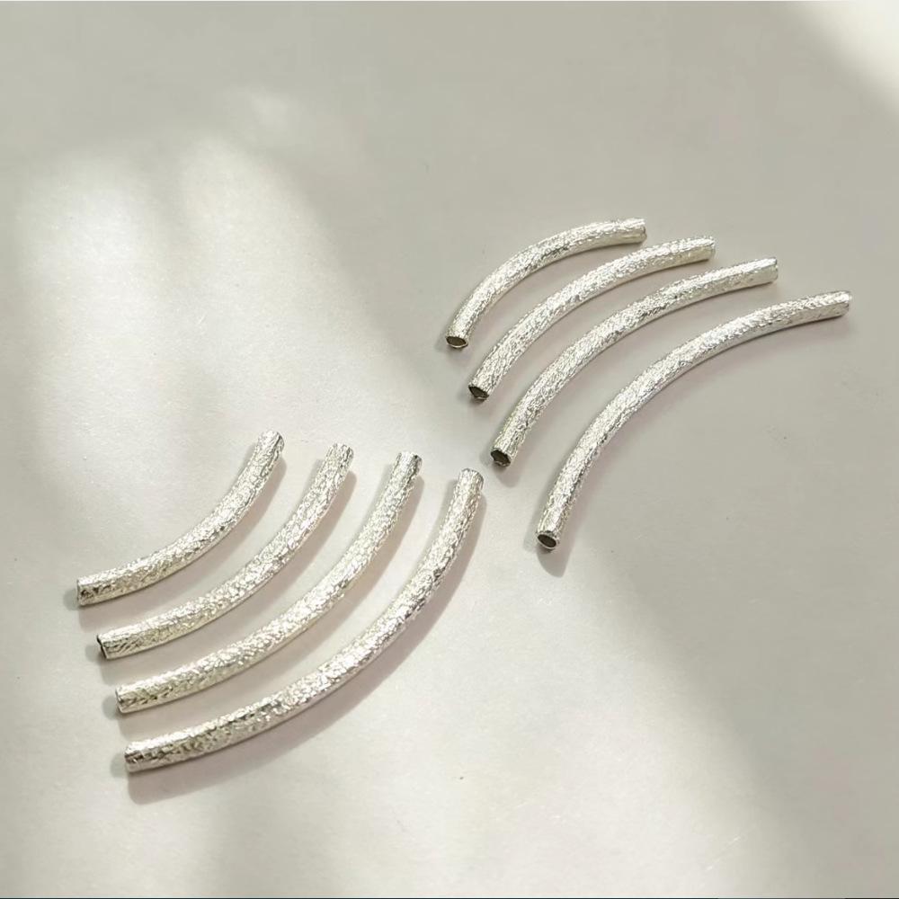 Handmade 925 Silver Curved Tube Beads for Stringing Bracelets