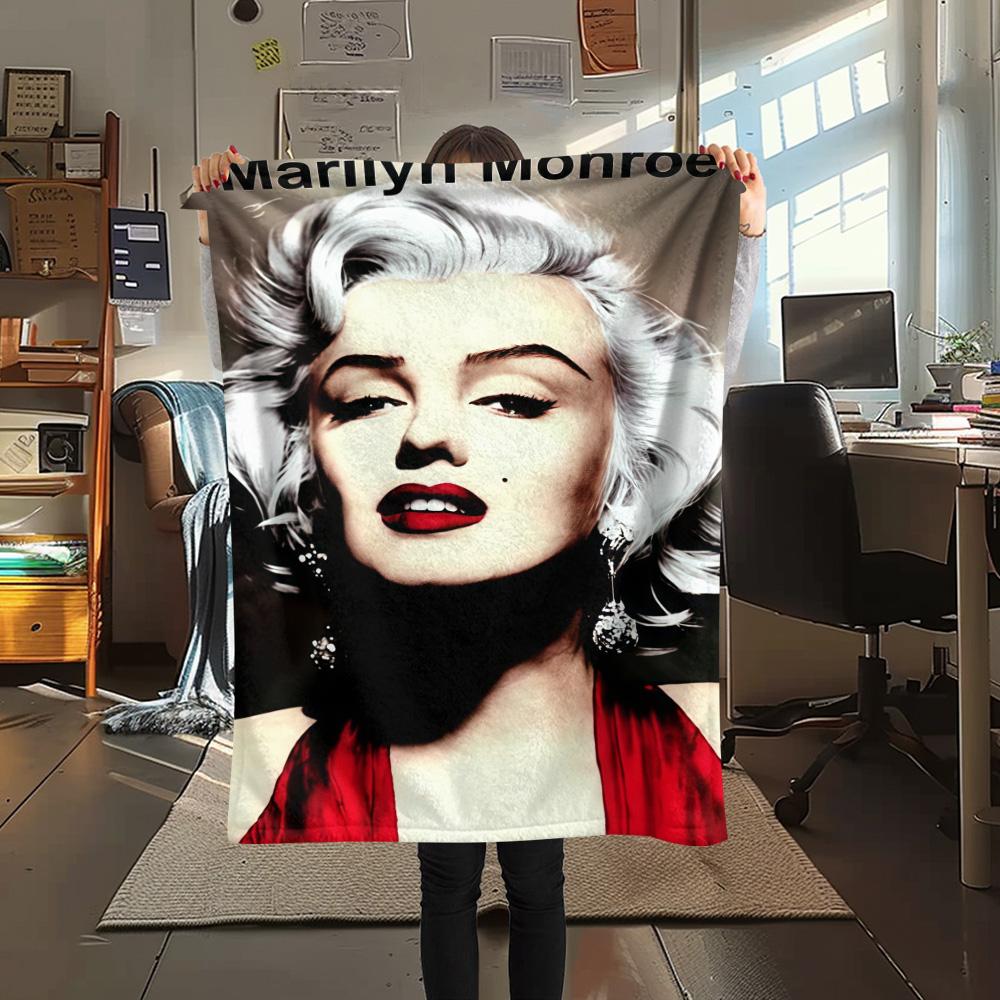 1PC Marilyn Monroe Print FlAannel Blanket, High quality Comfortable for All Seasons, Home Decor, Warmth and Comfort