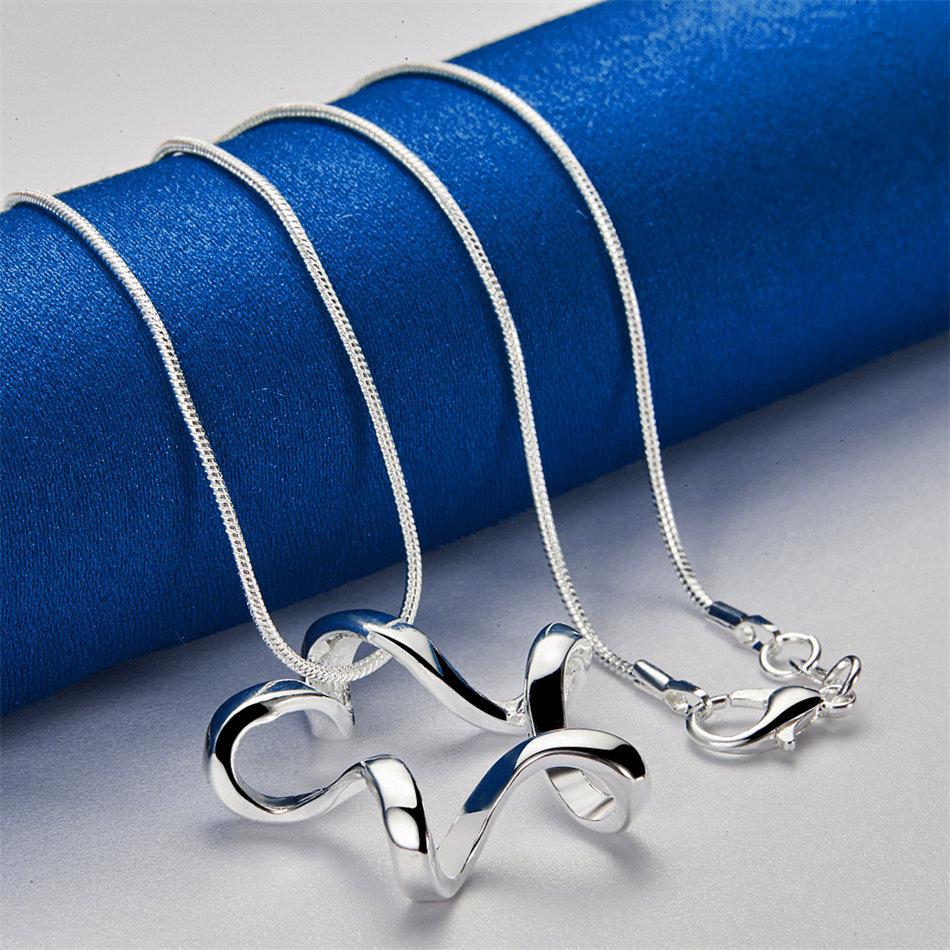 925 Sterling Silver 16-30 Inch Exquisite Twisted Star Pendant Necklace for Women's Wedding Fashion Jewelry Accessories Gifts