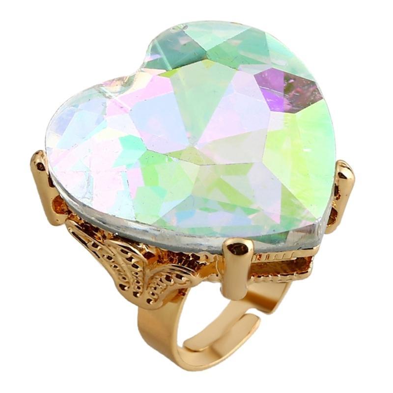 A52E Sweet Finger Rings Open Finger Rings Heart Shaped Adjustable Finger Rings