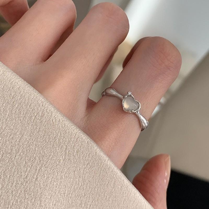 Contemporary Clear Moonstone And Zircon Ring For Women Offering Elegant And Distinctive Style