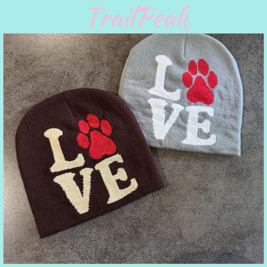 Letter Dog Paw Pattern Neutral Casual Warm Knitted Hat For Fall And Winter