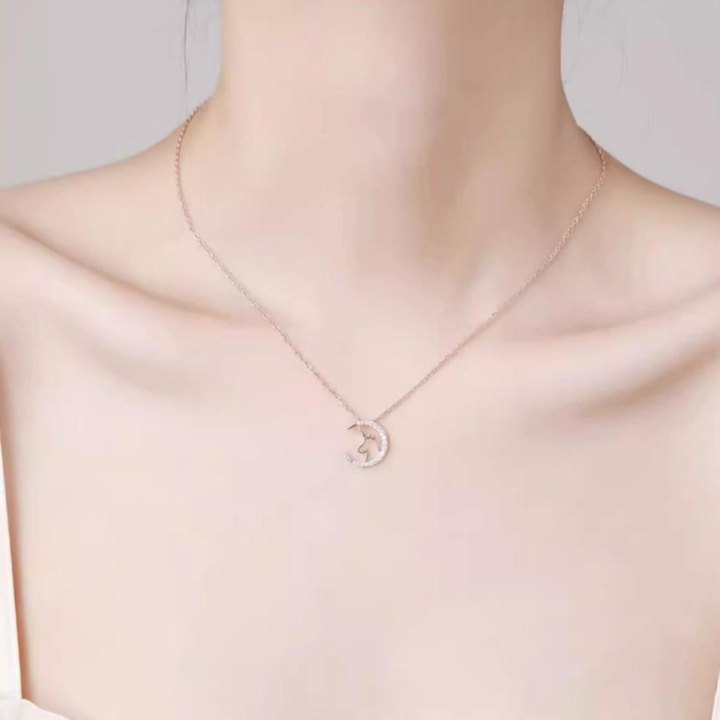 Korean-Style Unicorn Necklace for Women – Niche Design, 'I Have You' Collarbone Chain, Trendy Gift for Best Friends, Christmas Special