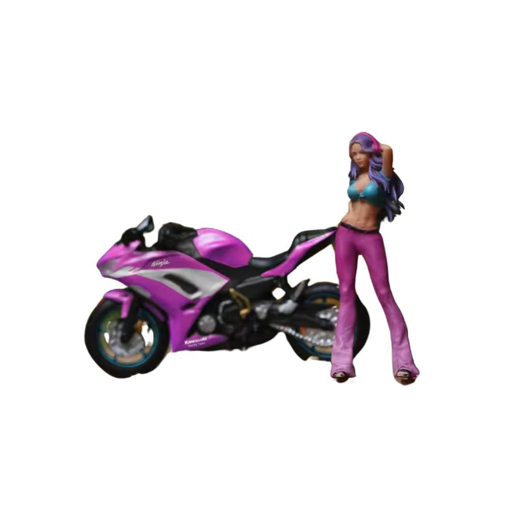 Moreart Miniature Figure Bike Set MO222108 Model Girl Model Diorama Minicar 1/64 & [Used]