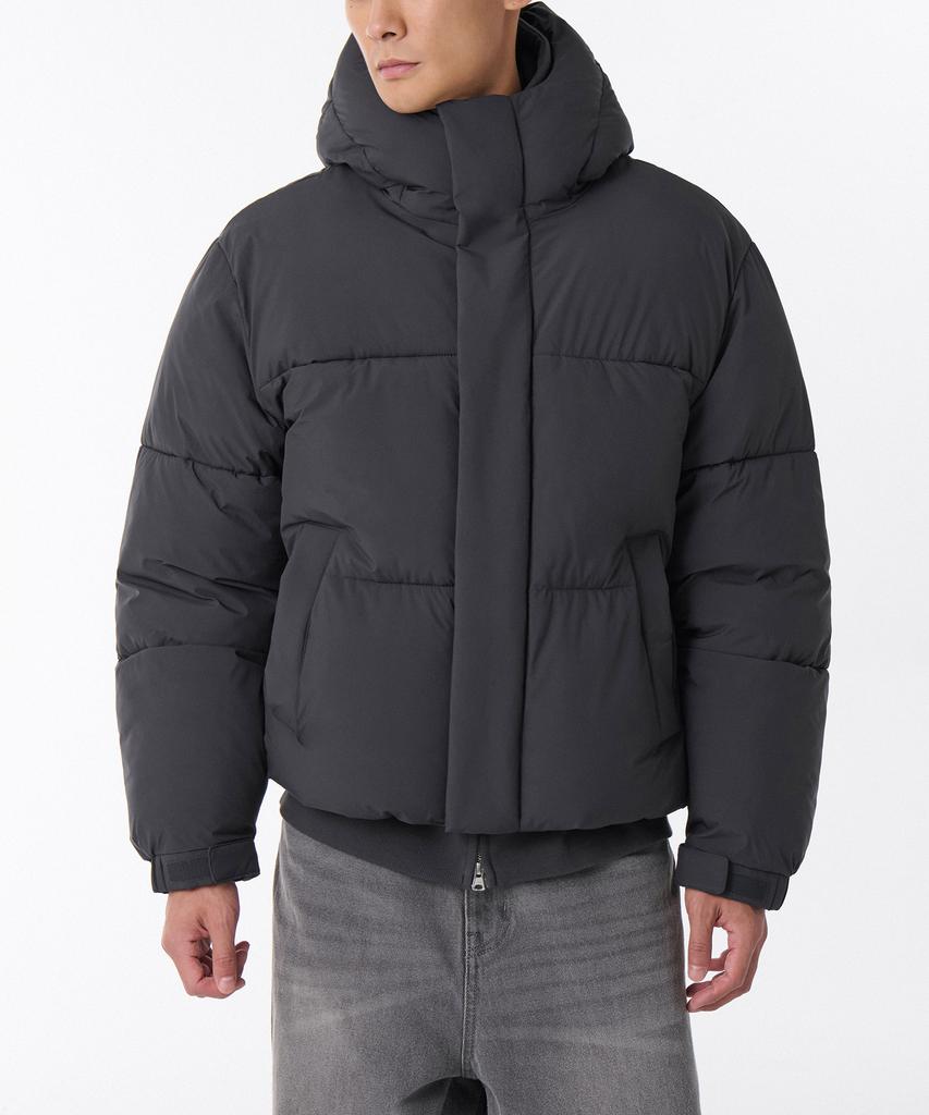 Musinsa Standard Daily Puffer Hooded Short Padded Jacket [Dark Gray]