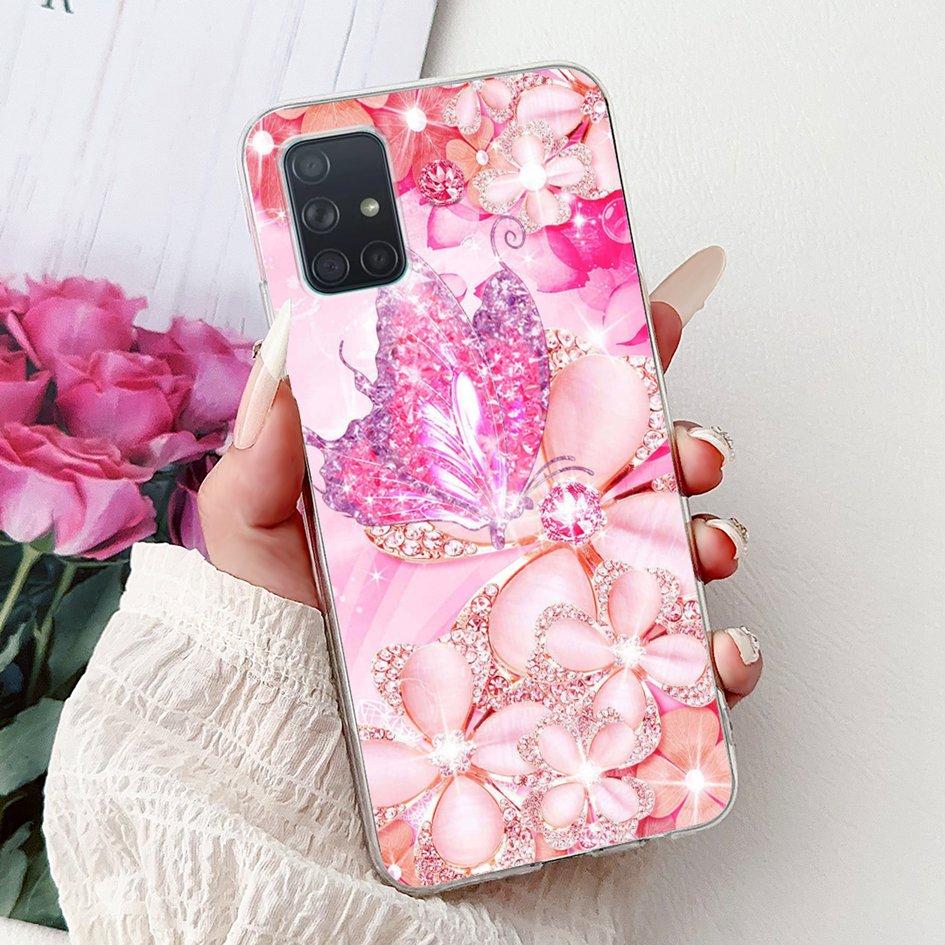 For Samsung Galaxy A71 Case SM-A715F Cover Fashion Butterfly Flower Soft Clear Silicone Phone Cover For Samsung A51 A 51 5G Capa