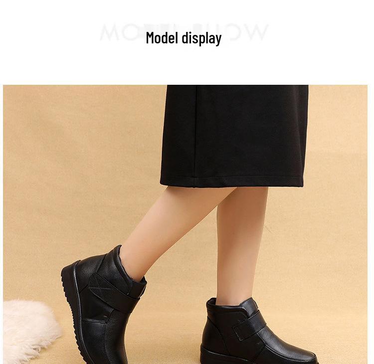 Women's Low-Top Slip-On Casual Winter Shoes with Fleece Lining and Synthetic Leather Round Toe