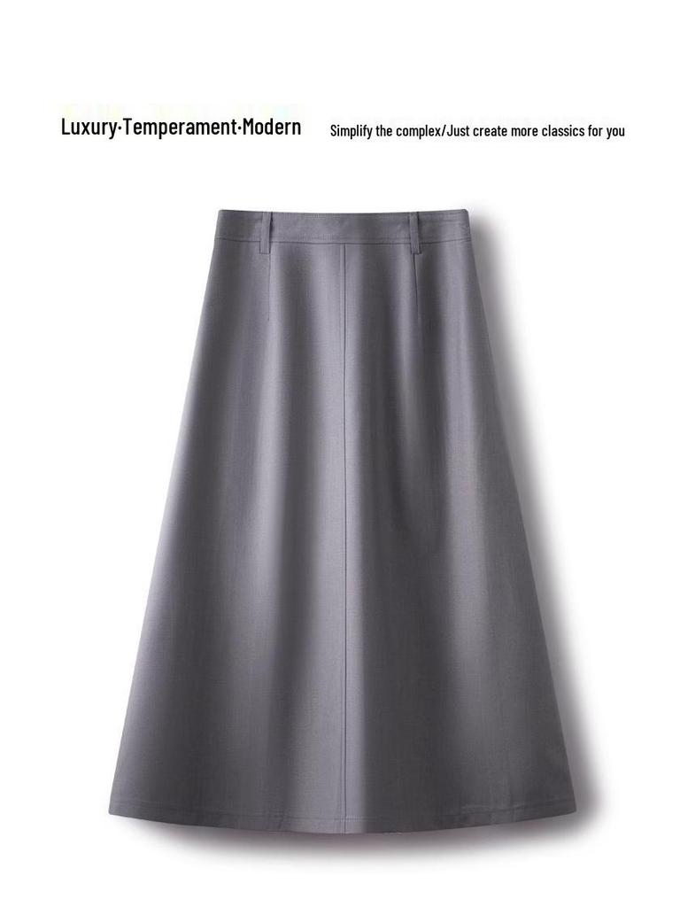 Women's High-Waisted A-Line Pleated Skirt - Spring 2025 Collection, Elegant Medium-Long Length
