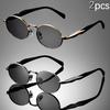 2 Pairs of Vintage Oval Frame Metal Fashion Glasses for Men and Women, Suitable for Kayaking and Daily Leisure