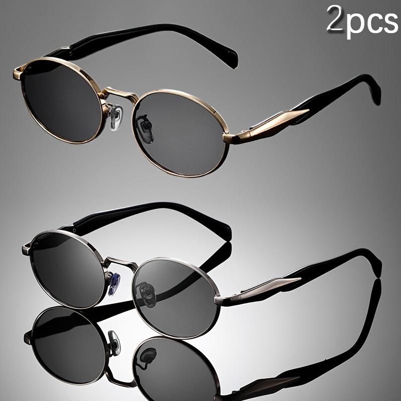 2 Pairs of Vintage Oval Frame Metal Fashion Glasses for Men and Women, Suitable for Kayaking and Daily Leisure