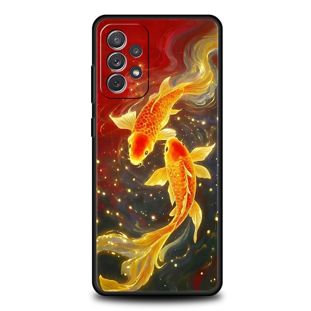 Goldfish Swimming Phone Case for Samsung Galaxy A55 A35 A15 A14 A13 A25 A54 A51 A71 A72 A73 A32 A52 A41 5G Soft TPU Shell Capas