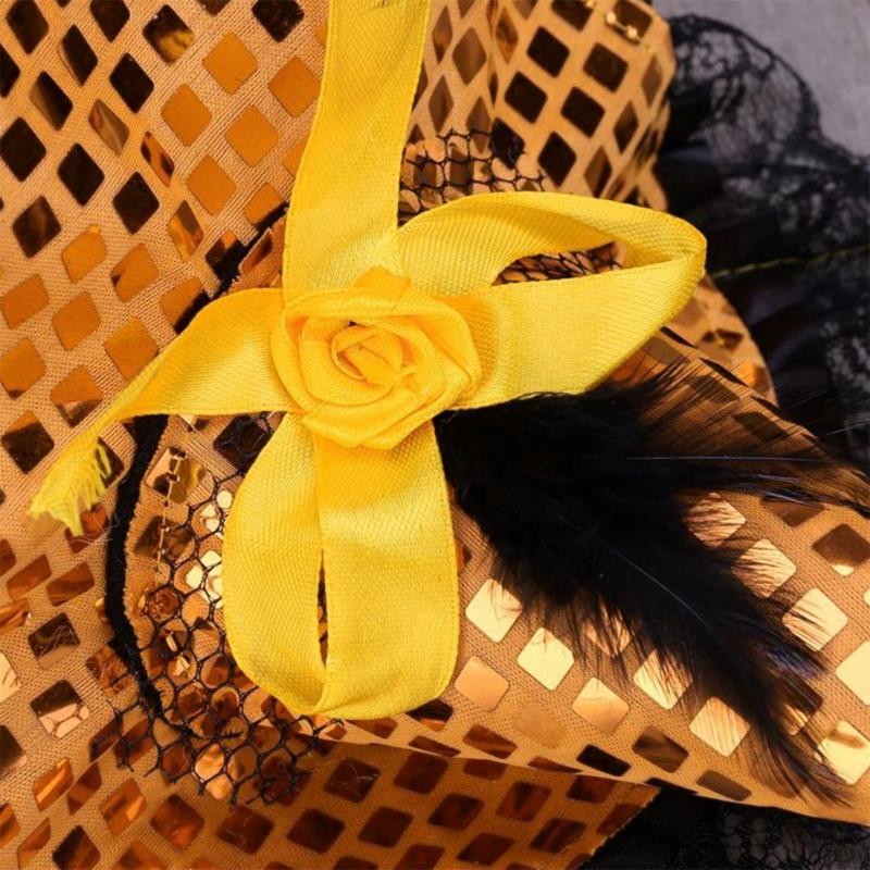 Children Kids Halloween Witch Hat Wizard Feather Headband Adult Costume Party Accessory Halloween Masquerade Cosplay Cap