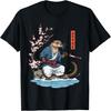 Cute Samurai Otter with Katana Funny Ukiyo-E Artwork T-Shirt
