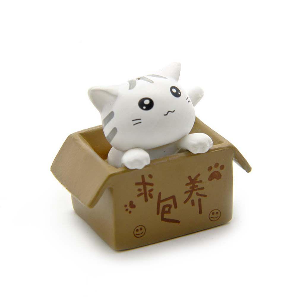 Miniatures Statue Kitten PVC Crafts Cartoon Poor Box Cat Kitty Model Car Figurine Small Statue