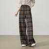 ESE-Y Women's Lazy Style Plaid Wide-Leg Casual Pants
