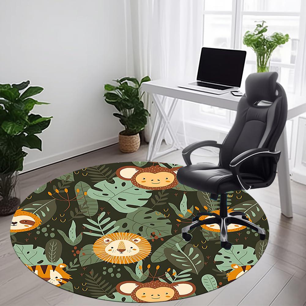 1pc Tropical Monkey Office Round Area Rug, Under Office Chairs Bedroom Living Room Home Decor, Room Deco