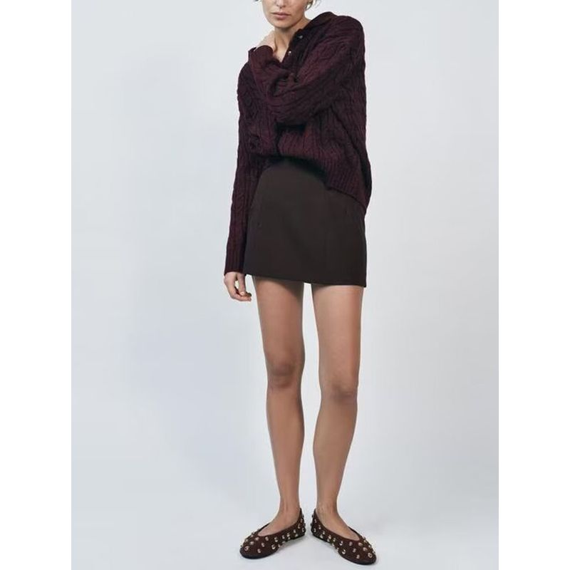 Za2025 Spring New Women's Clothing High Waist Slimming All-Matching A- line Sheath Skirt Mini Skirt 2334797