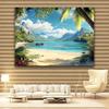 1pc tropical beach scene background polyester fabric palm trees and sea view wall decoration party and home decoration