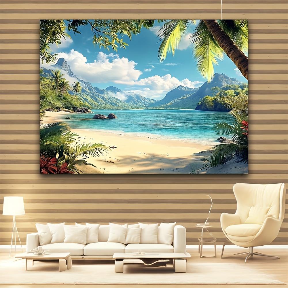 1pc tropical beach scene background polyester fabric palm trees and sea view wall decoration party and home decoration