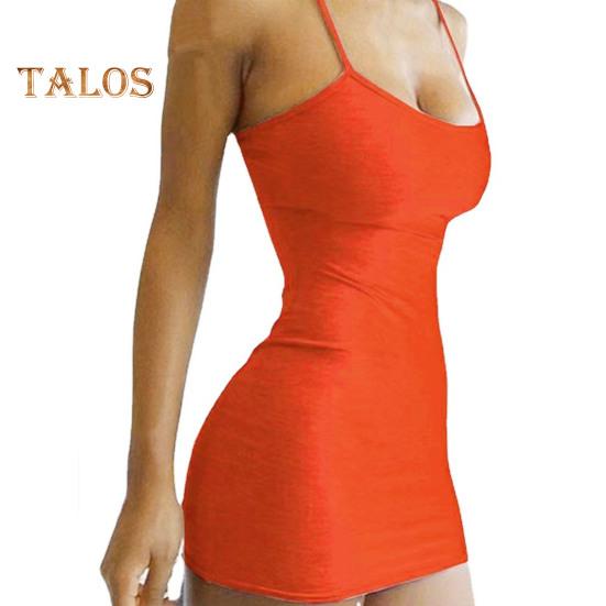 Women Slip Dress for Club Party Beach Spaghetti Strap Sheath Slim Fit Dress Sleeveless Backless Strappy Dress Solid Color Summer Mini Dress
