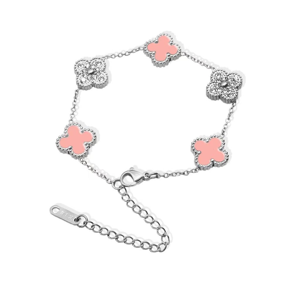 Bracciale quadrifoglio 13mm lusso leggero bracciale double-face 18K acciaio al titanio catena non scolorisce