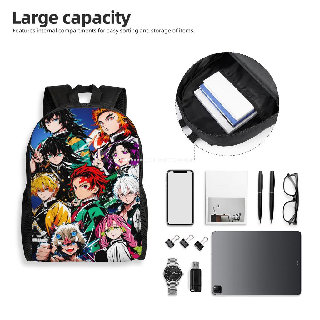 Demon Slayers Backpack for Men Women College School Student Bookbag Fits 15 Inch Laptop Tanjiro Nezudo Tomioka Giyu Agatsuma