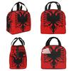 Albania Flag Black Eagle On Red Insulated Lunch Bag for Kids School Cooler Thermal Food Box Tote Portable Lunch Boxes Container