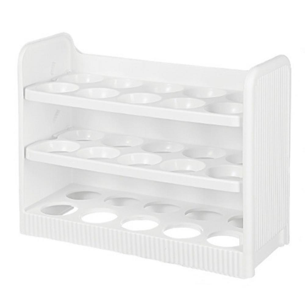 Egg Storage Holder Fridge Organizer Egg Holder 3-Tier Space-Saving Shelf For 30 Eggs Refrigerator Door Egg Organization For