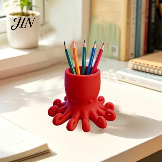 Stationery Holder for Office 3D Printed Pen Holder, Octopus Shape Pencil Cup, Cute Ocean Style Decor Animal Desktop Organizer Home Accessory