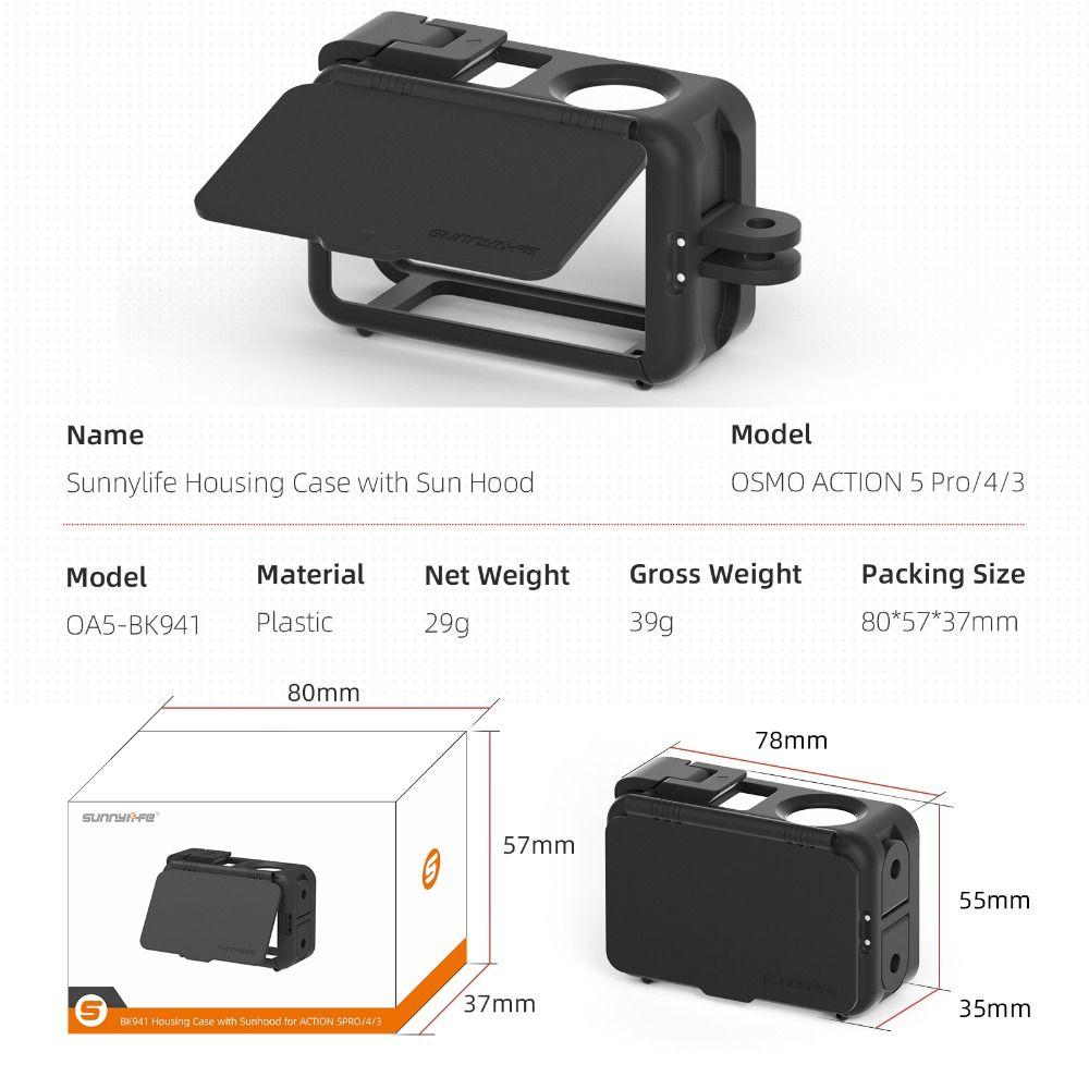 With Sunshade Rabbit Cage 2-IN-1 Protective Frame Case for DJI Osmo Action 5 Pro/4/3