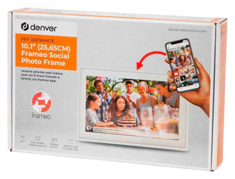 FRAMEO Wi-Fi Digital Photo Frame IPS Touch Screen 10" 16GB Denver PFF-1021BW, Denver