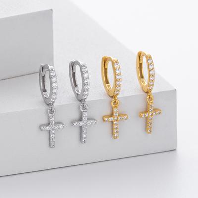 New 925 Sterling Silver Earrings Cross 5A Zircon Classic for Women Luxury Wedding Engagement Jewelry Earrings Party Gifts