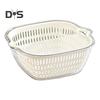 1/3Pcs Double-layer Fruit Vegetable Wash Basins Drain Baskets with Handle Food Grade BPA Free Easy to Clean Storage Baskets