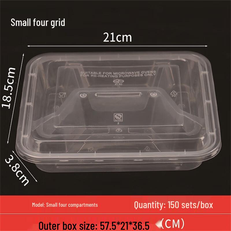 XLBZ Disposable 4-Compartment Meal Prep Containers with Lids