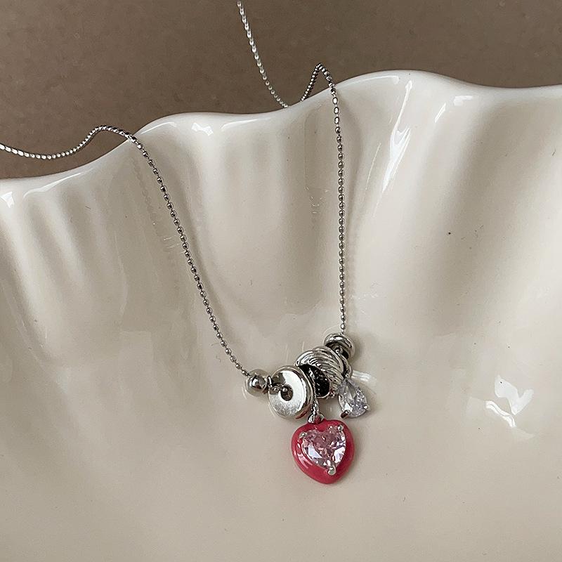 French Colorful Enamel CZ Starburst Water Drop Pendant Necklace Silver Plated Chain Choker For Women красный
