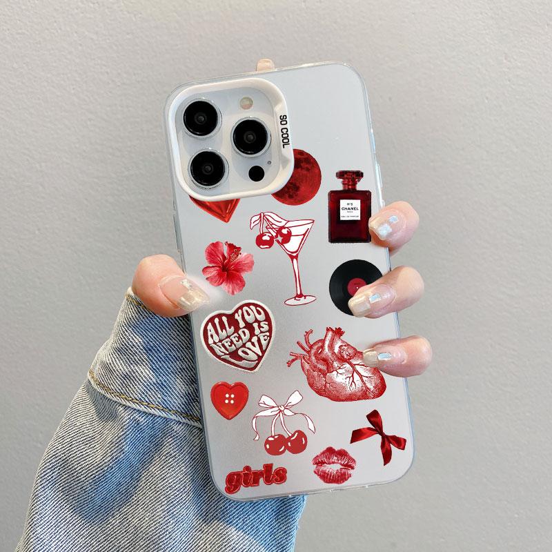 Unique Sexy Lip Liquid Glitter Wine Cup Design Laser Phone Case For IPhone 11 12 13 Mini Pro Max 14 15 16 Pro Max Plus Covers