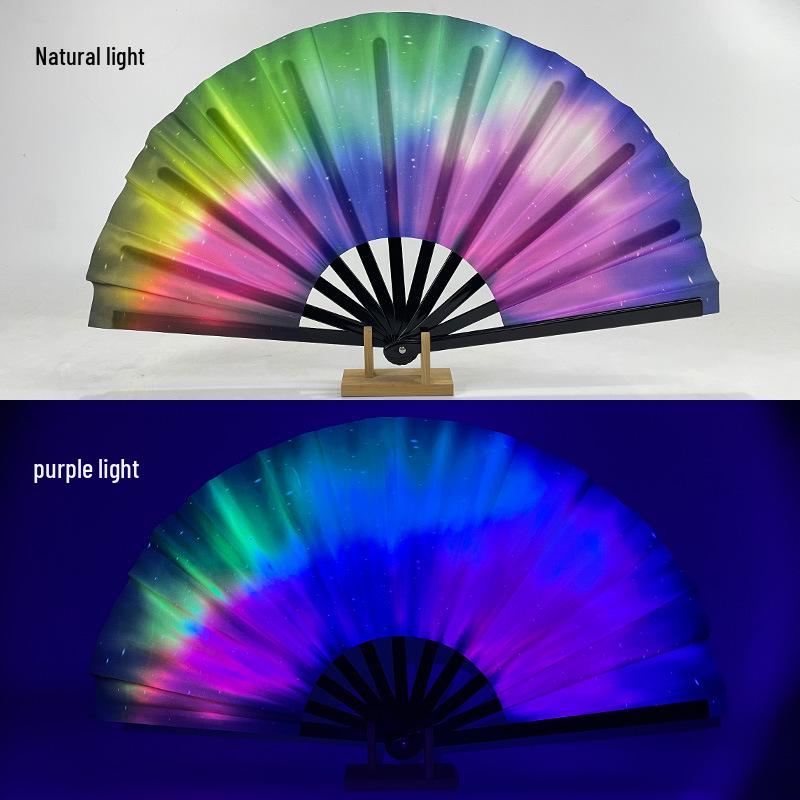 Leuchtender faltbarer Kung-Fu-Party-Fächer mit UV-fluoreszierender Leuchtkraft